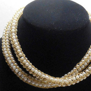 Luster Pearl Crocheted beaded Necklace Jewelry art
